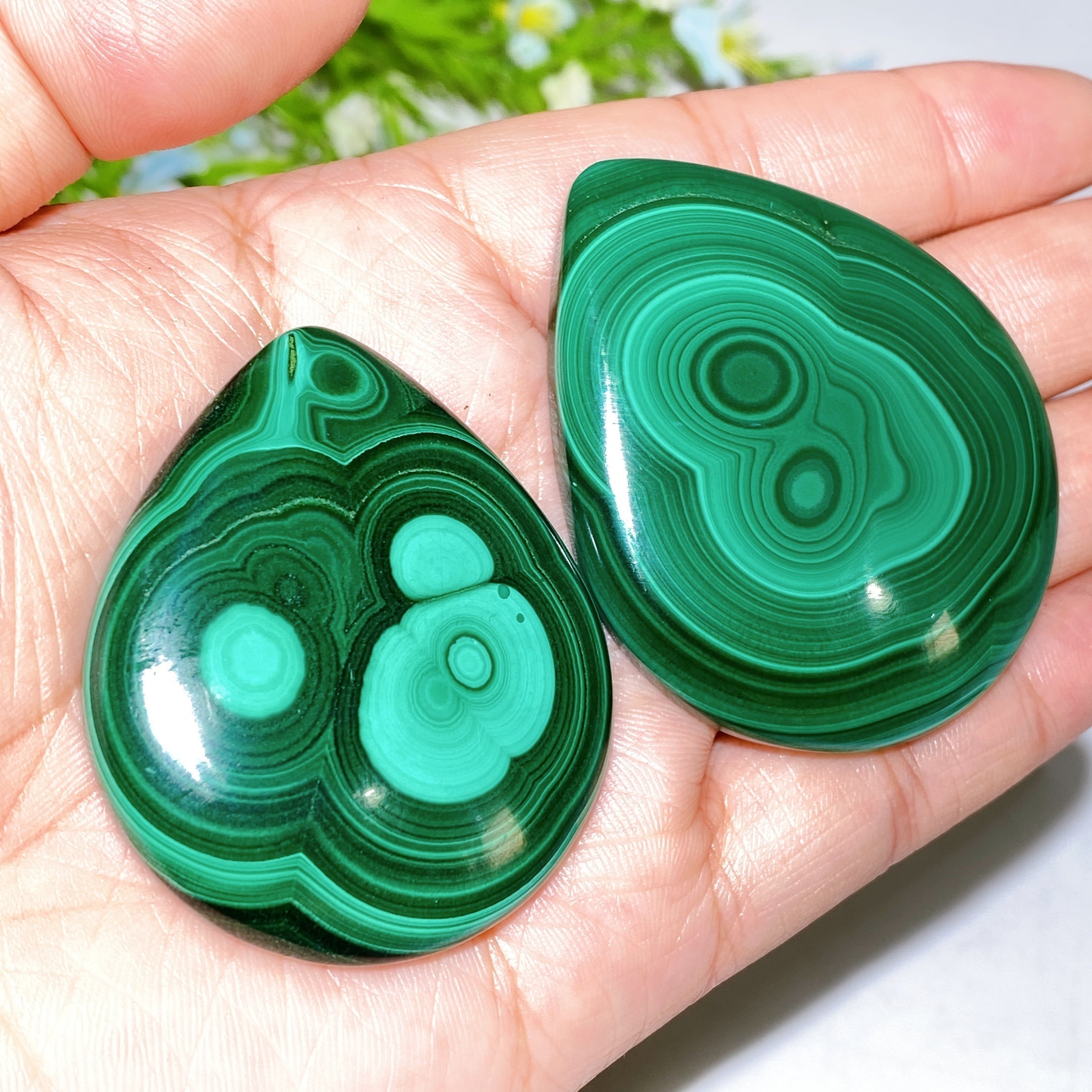 Malachite Water-Drop Cabochon 1.6-2.2 inch Crystal Healing