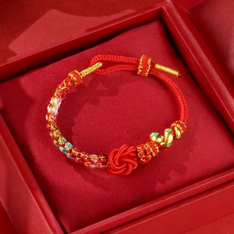 Bracelet de protection serpent à nœud mandala en fil rouge