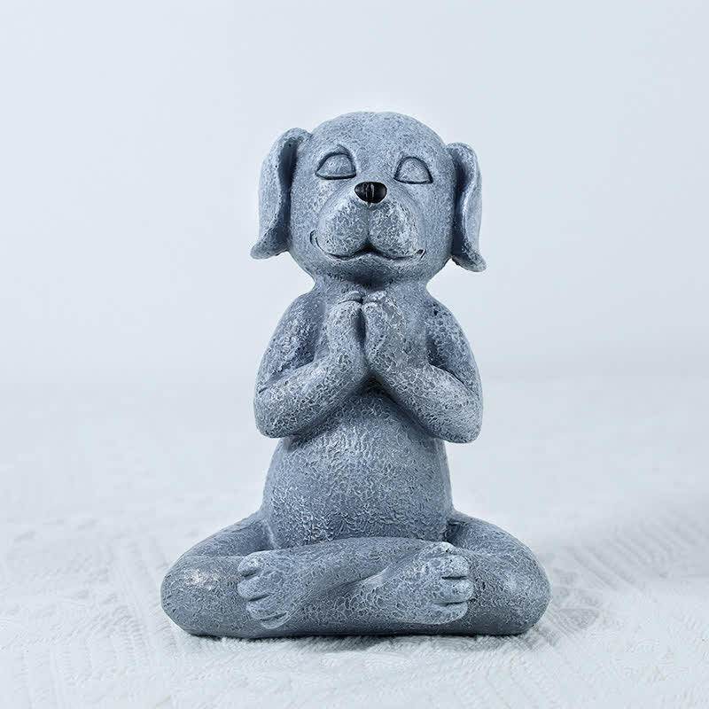 Statue spirituelle méditante de chien, chat et grenouille zen