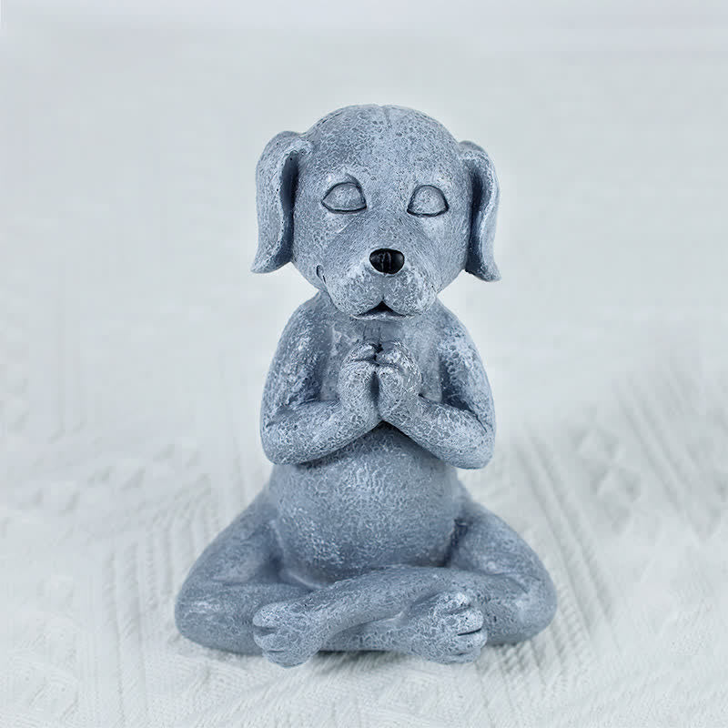 Statue spirituelle méditante de chien, chat et grenouille zen