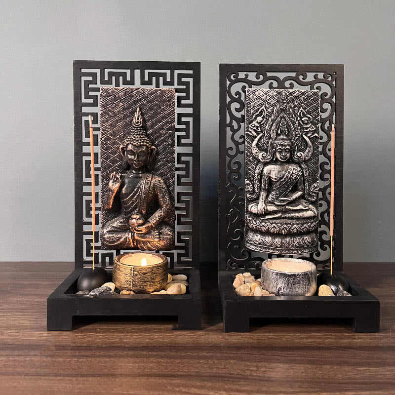 Statue de Bouddha en méditation en résine, décoration d'intérieur, 23 cm