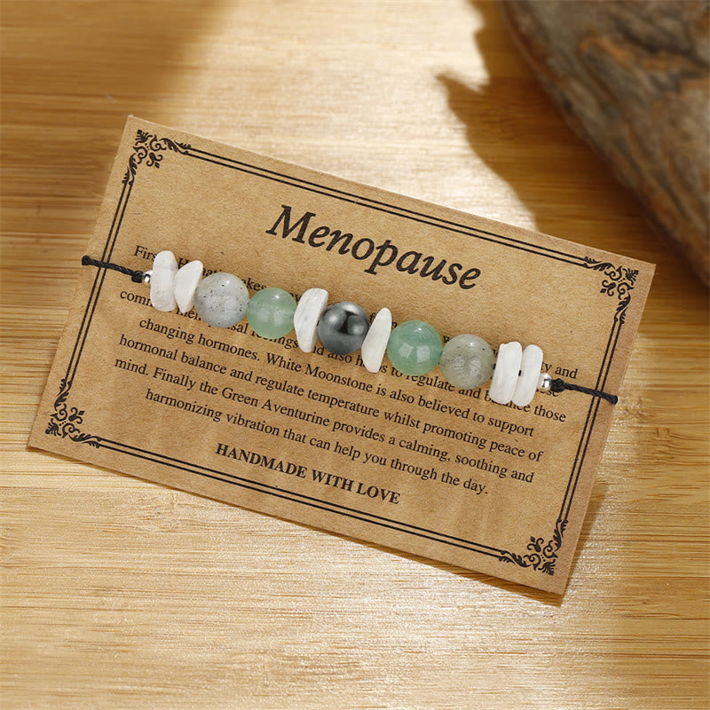 Bracelet de guérison de la ménopause en labradorite avec pierre de lune et aventurine