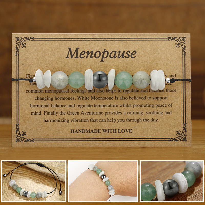 Bracelet de guérison de la ménopause en labradorite avec pierre de lune et aventurine