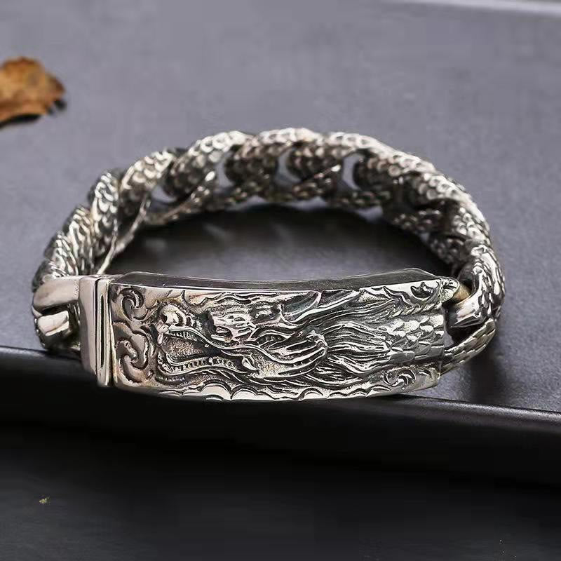Bracelet de protection en écailles de dragon en cuivre pour homme 20 cm