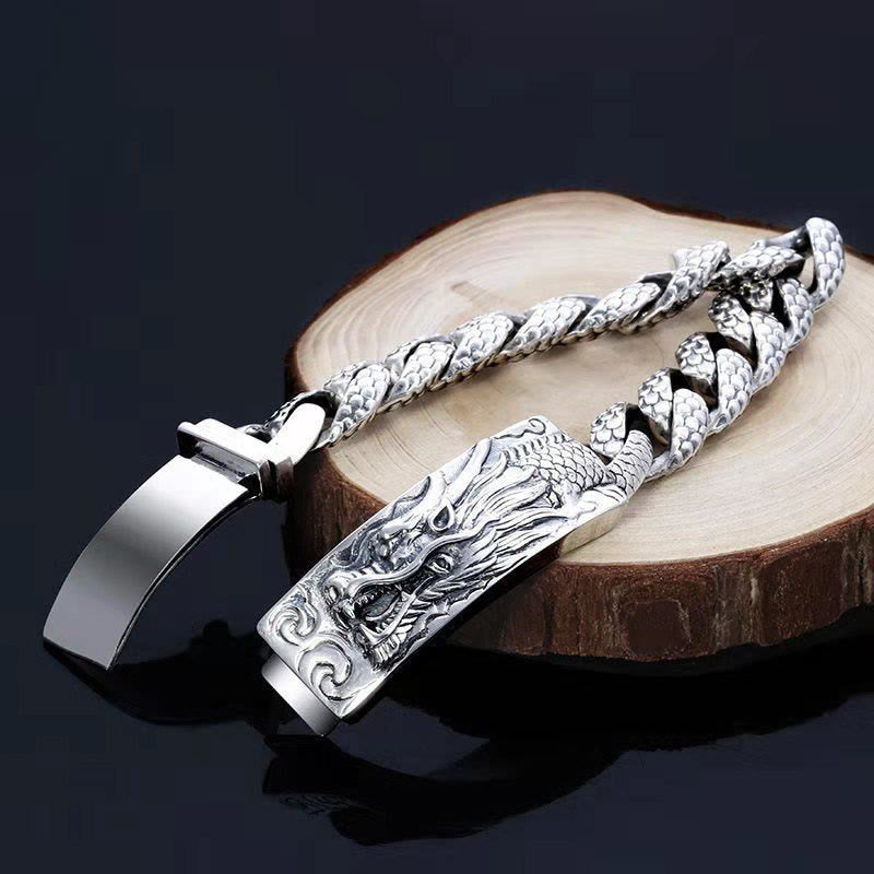 Bracelet de protection en écailles de dragon en cuivre pour homme 20 cm