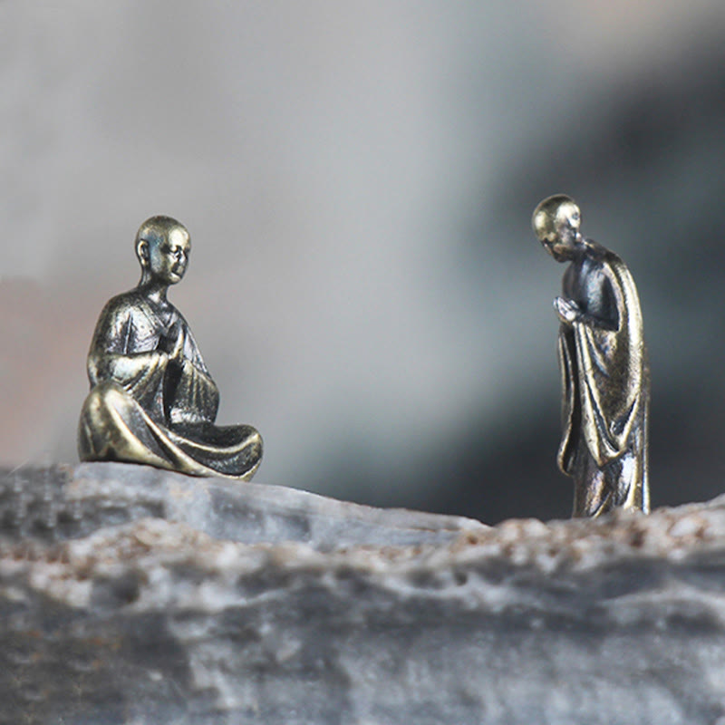 Ensemble de mini statues de Bouddha | Décor de moine méditatif en métal
