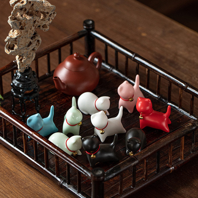 Mini figurine chat en céramique | Figurine assise et debout 5 cm
