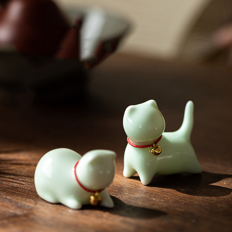Mini figurine chat en céramique | Figurine assise et debout 5 cm