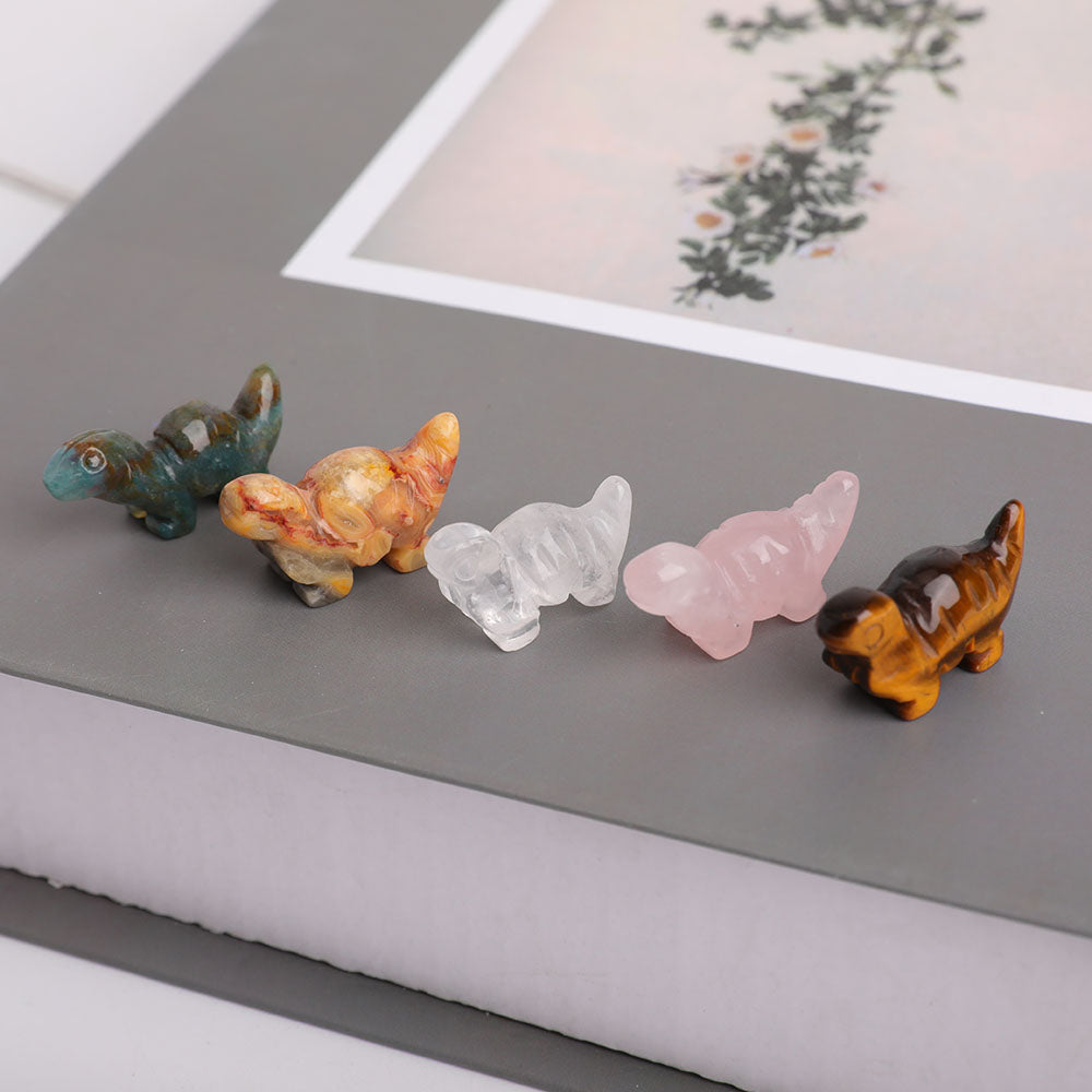 Mini sculptures de dinosaures en cristal de 0,9 à 1,2 pouces faites à la main