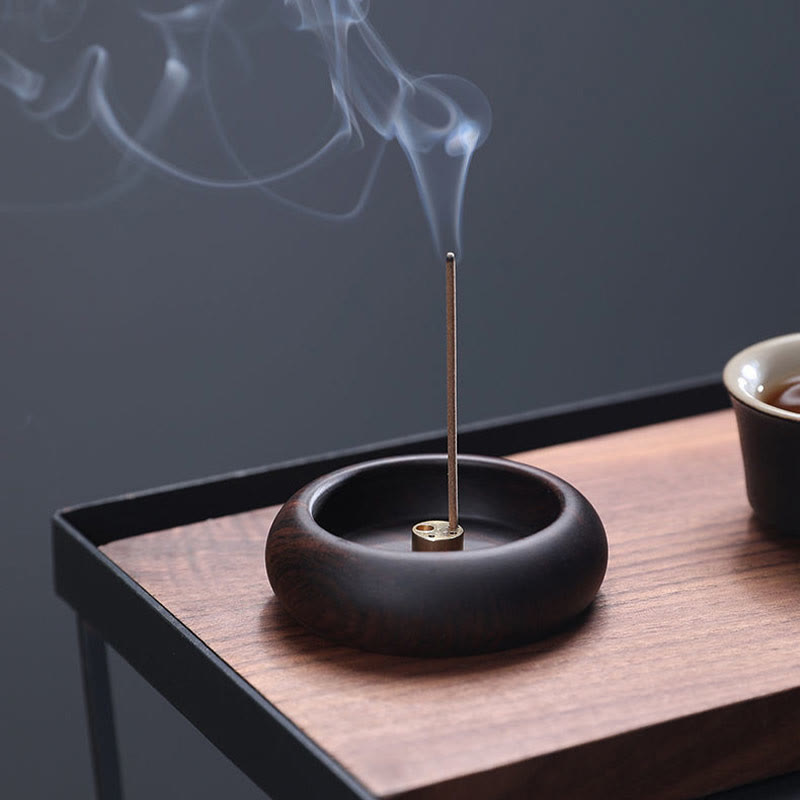 Mini brûleur d'encens de méditation en bois d'ébène 6,6 cm