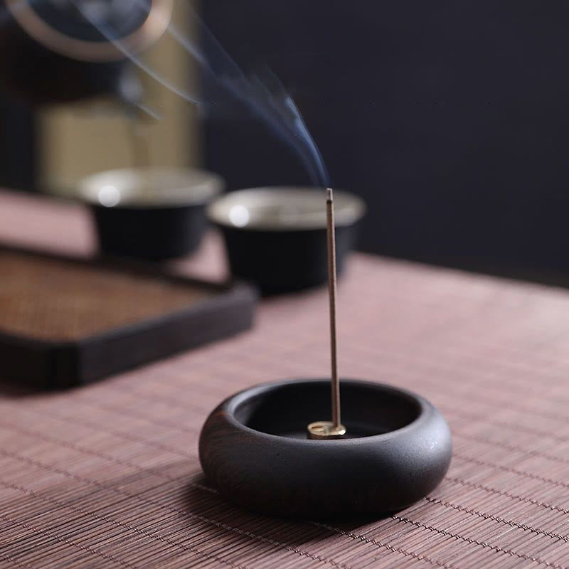 Mini brûleur d'encens de méditation en bois d'ébène 6,6 cm