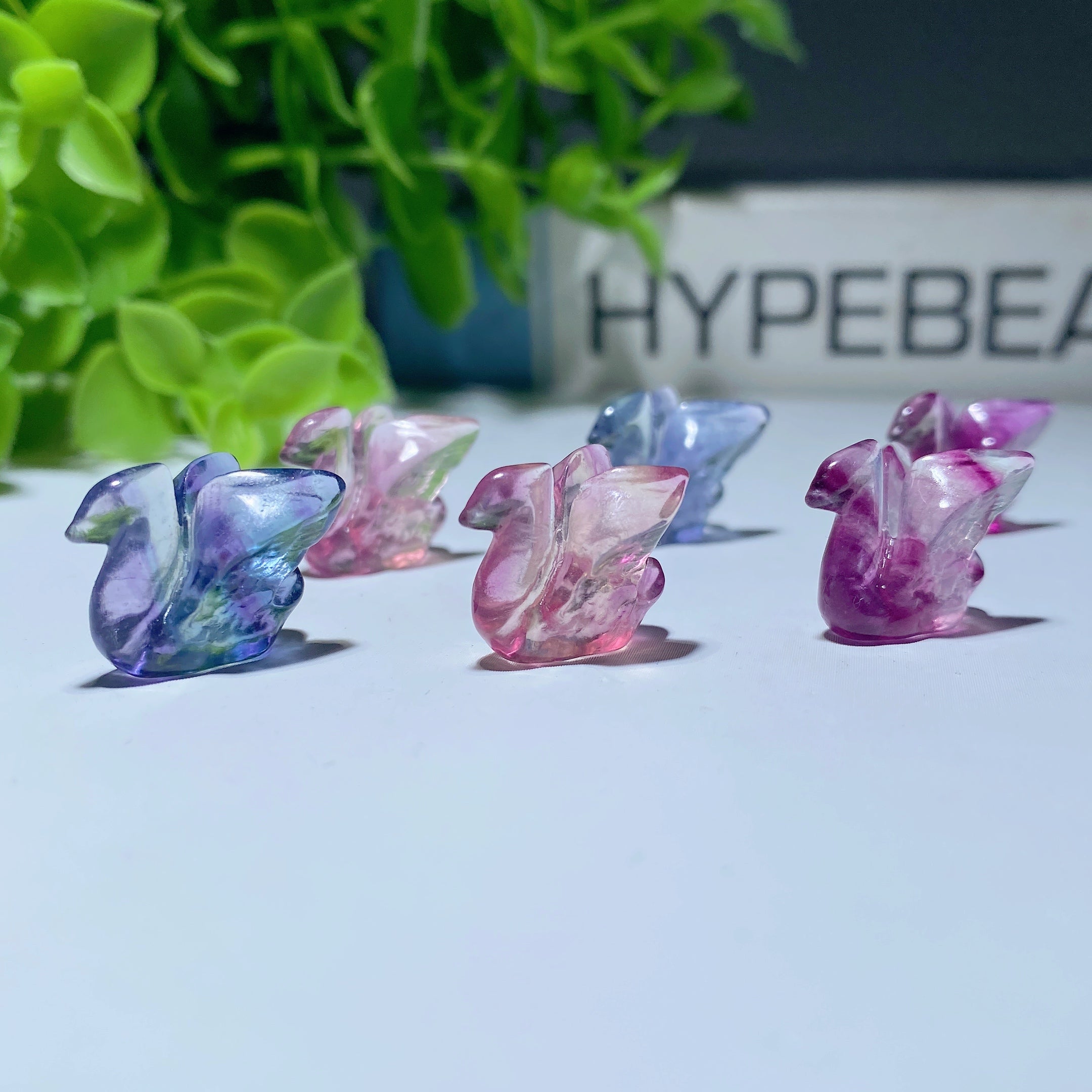 Mini Fluorite Swan Crystal Animals 12-15mm Healing Carvings