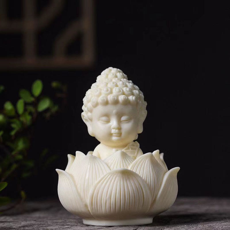 Collection de mini-statues de Bouddha fruitées en ivoire | Serenity Decor