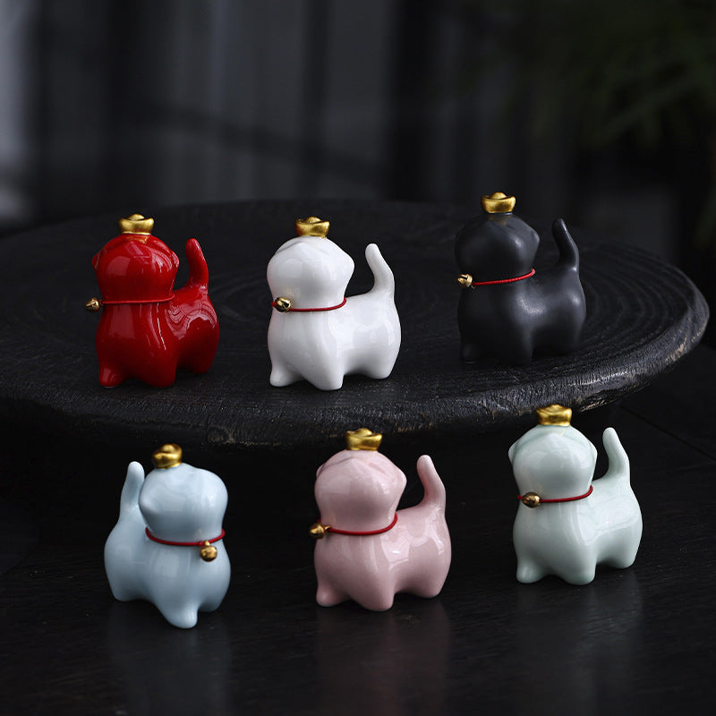 Mini figurine de chat porte-bonheur en céramique pour la chance et la prospérité