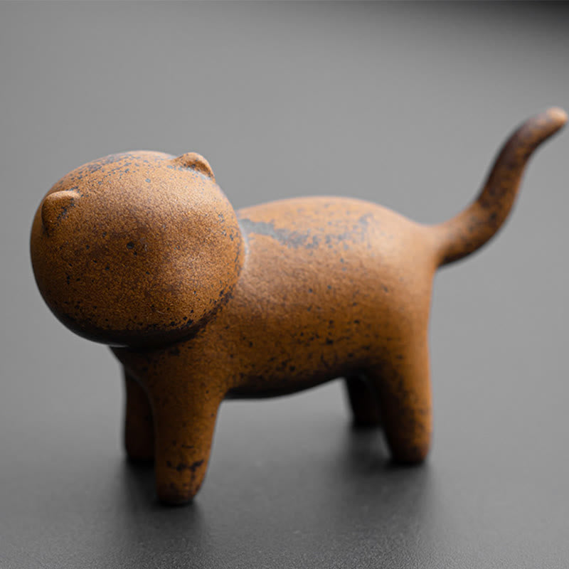 Figurines miniatures en céramique représentant un chat debout et une grenouille Feng Shui pour la décoration intérieure
