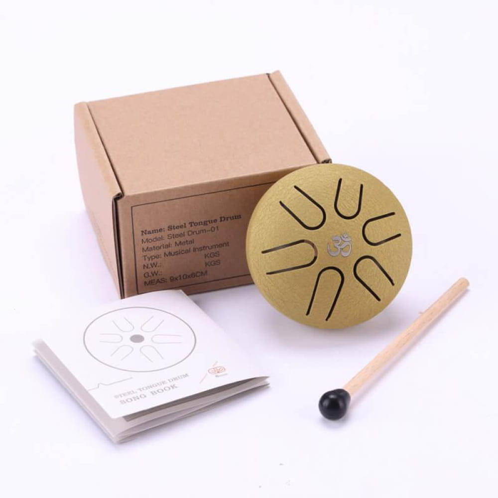 Circular brass tongue drum with mallet for Mini Titanium Steel Tongue Drum A5