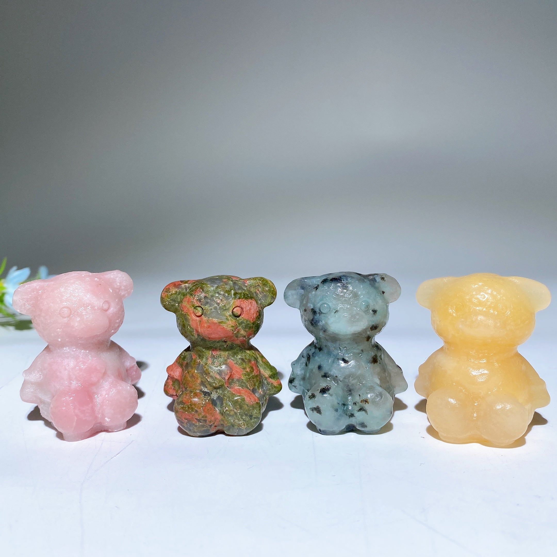 Figurines de guérison en cristal mixte sculptées d'ours de 1,6 po