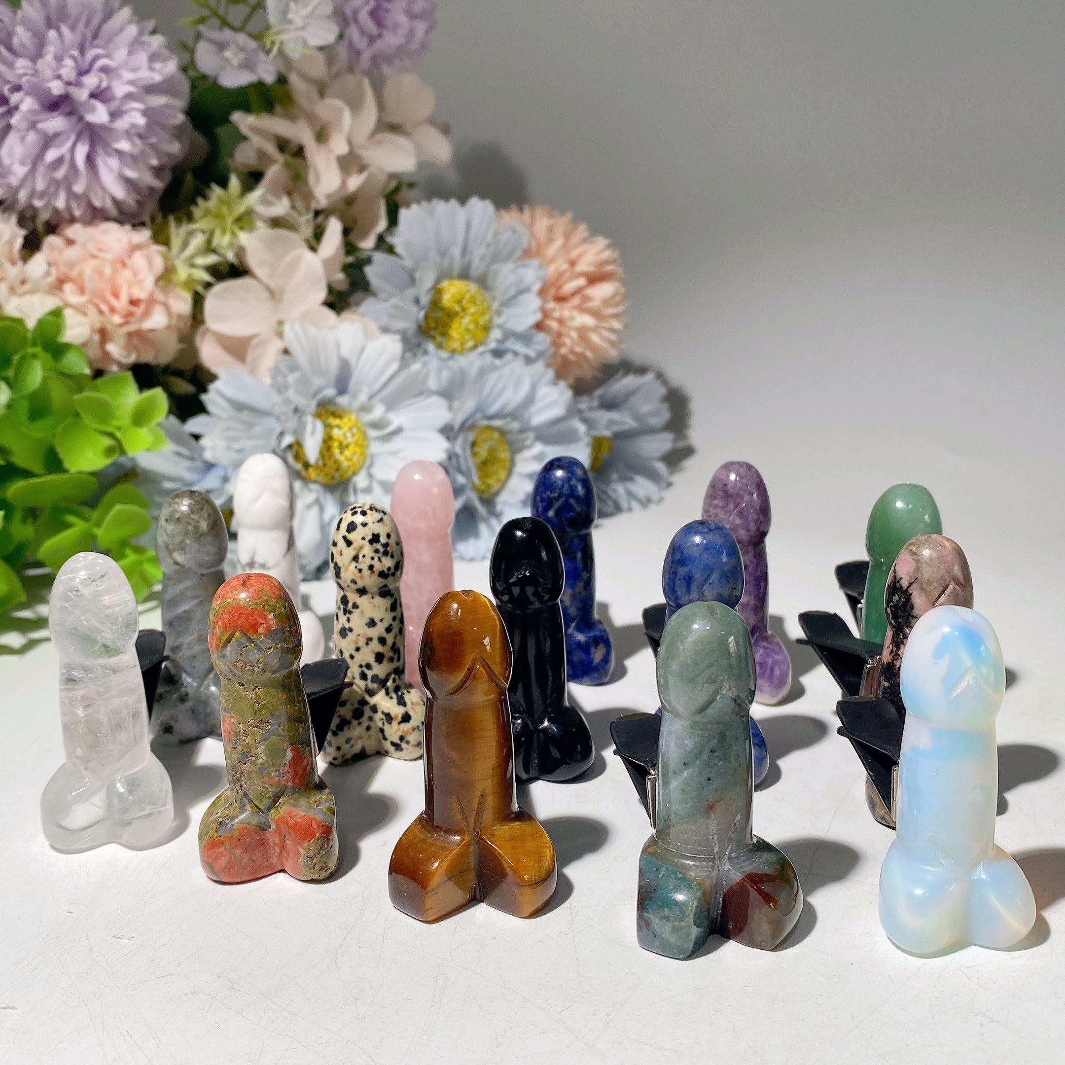 Mixed Crystal Ding Ding Air Vent Clip 2-inch Healing Stone