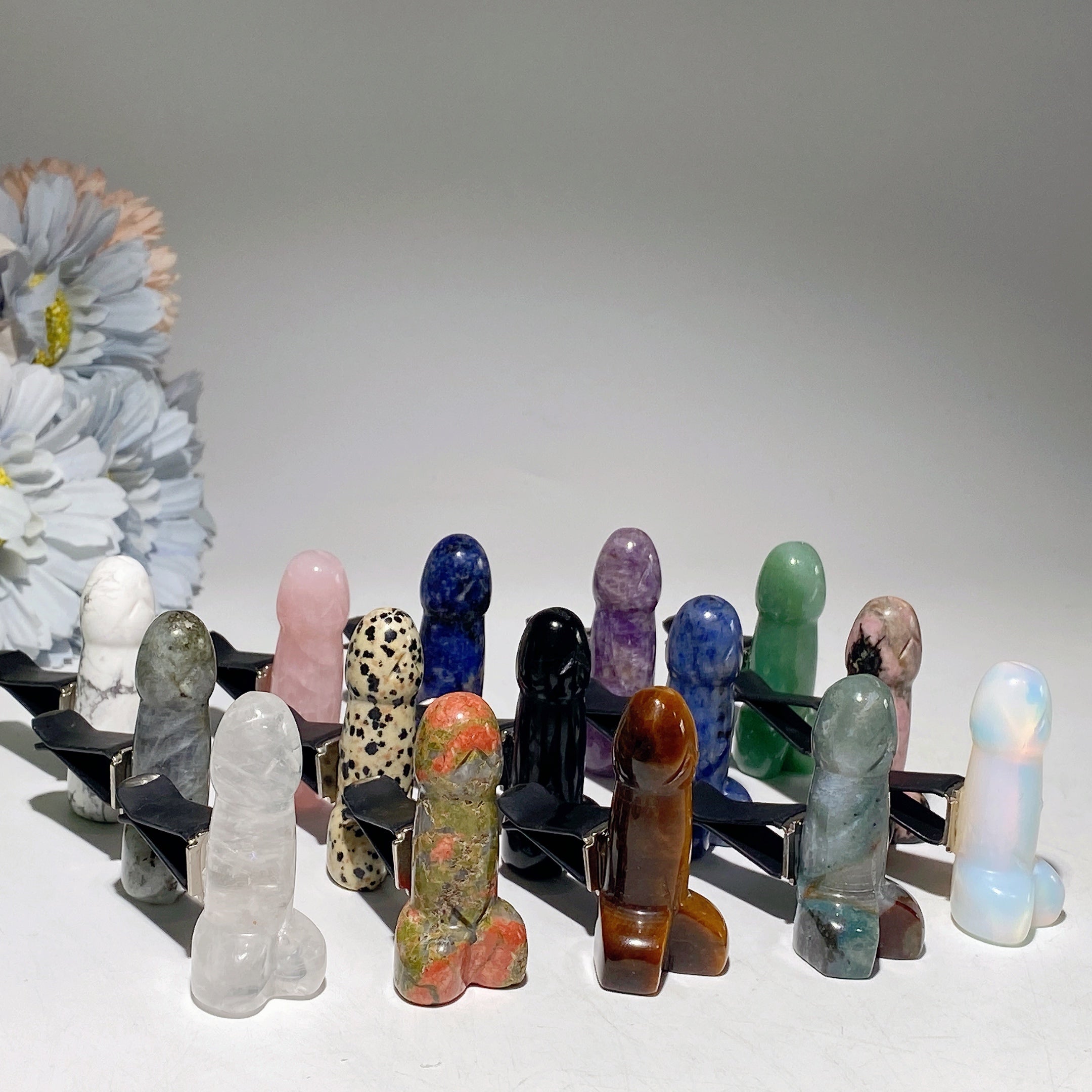 Mixed Crystal Ding Ding Air Vent Clip 2-inch Healing Stone