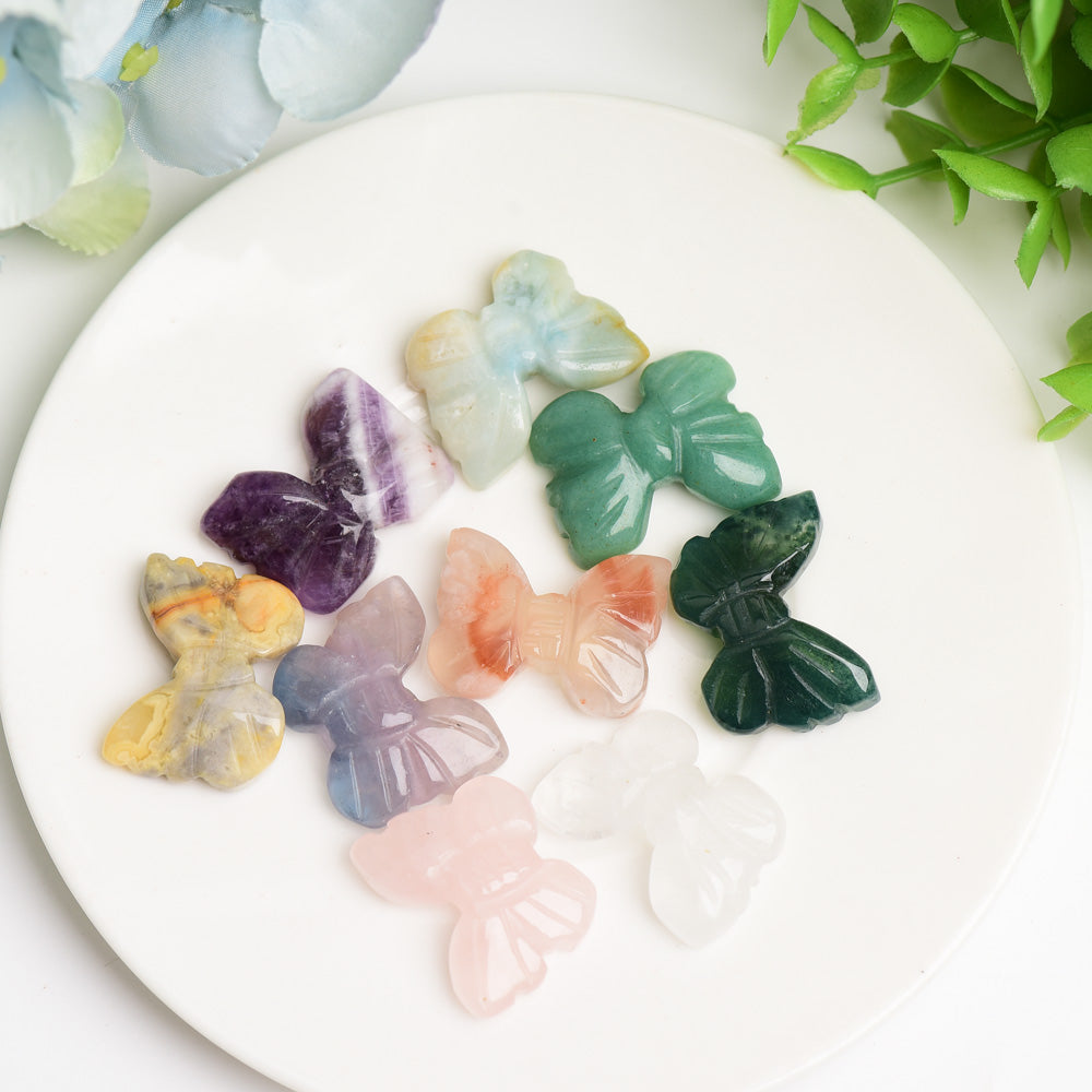 Mixed Crystal Mini Butterfly Carving 1 Inch Healing Figurine