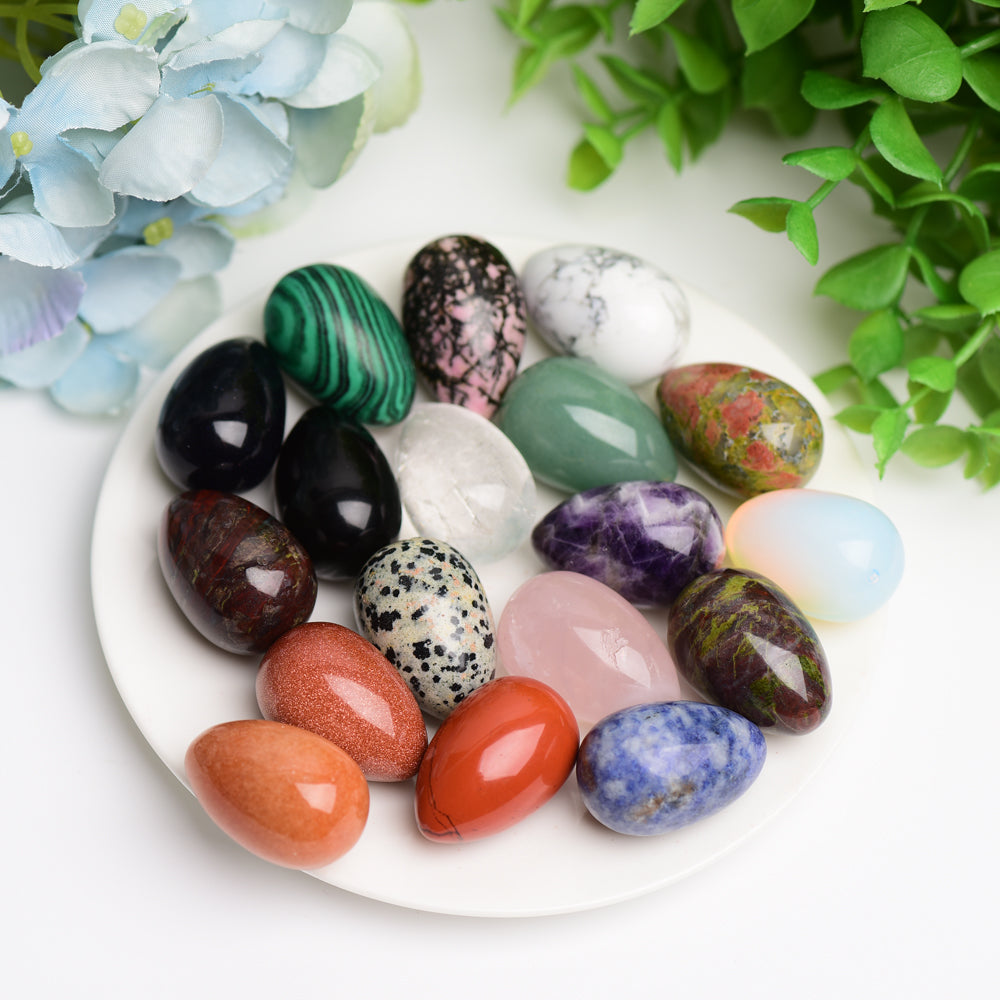 Mini-œuf sculpté en cristal mixte, pierre de guérison de 2,5 cm