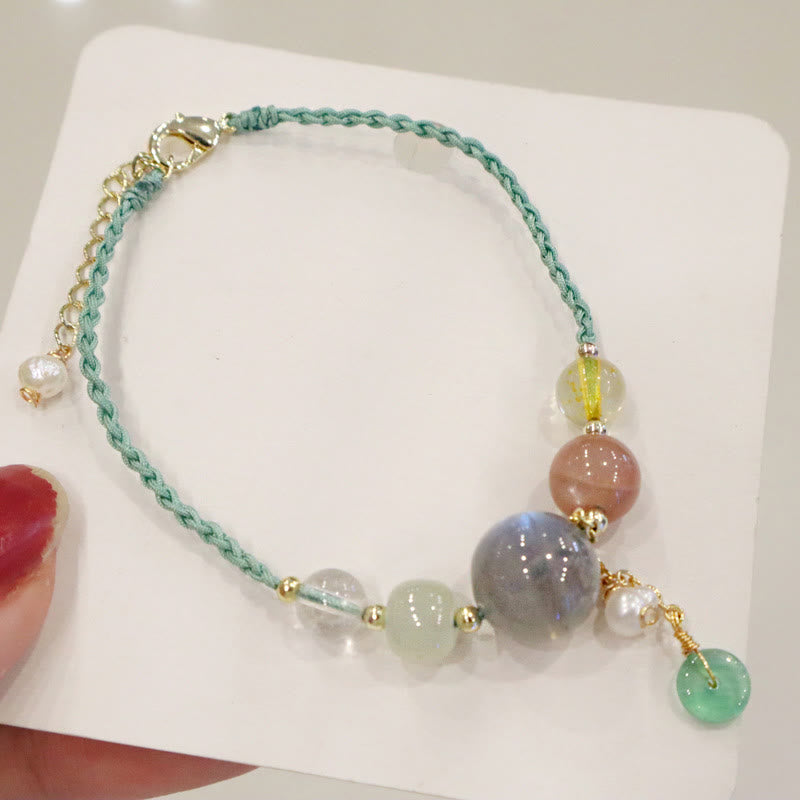 Bracelet en pierre de lune avec boucle de paix | Guérison, harmonie et équilibre