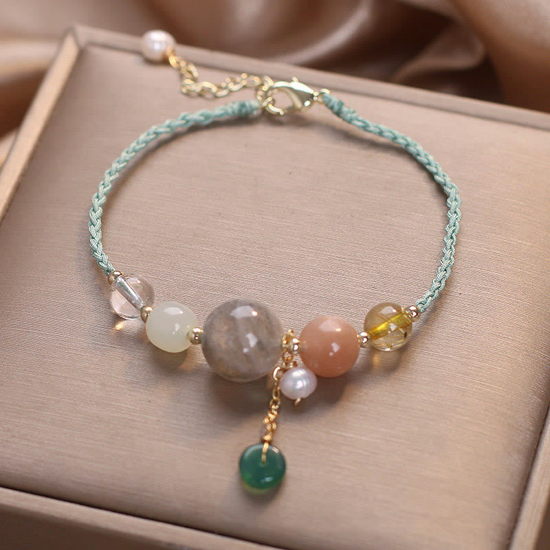 Bracelet en pierre de lune avec boucle de paix | Guérison, harmonie et équilibre