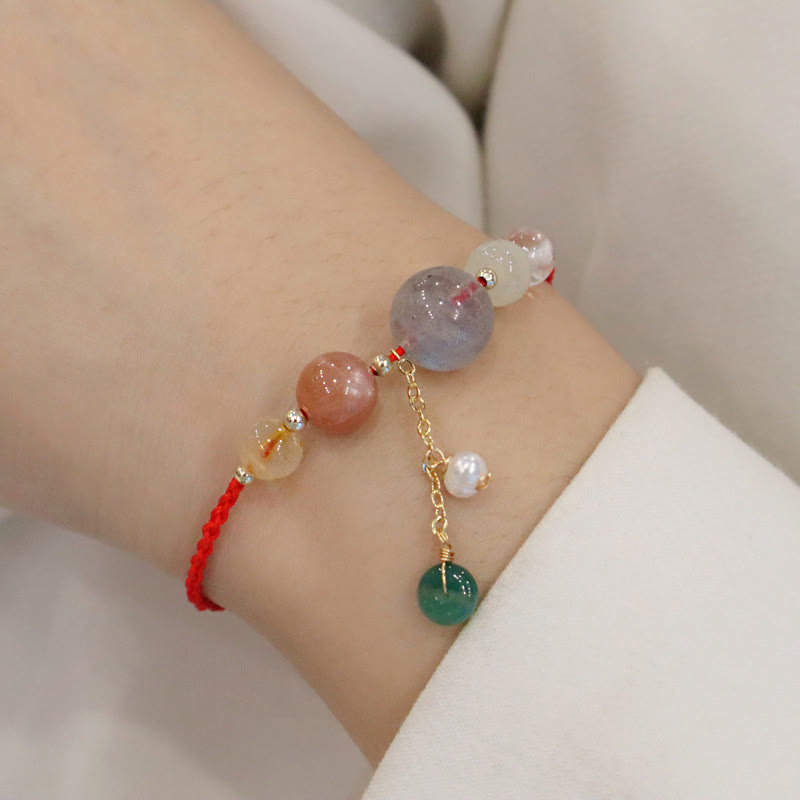 Bracelet en pierre de lune avec boucle de paix | Guérison, harmonie et équilibre