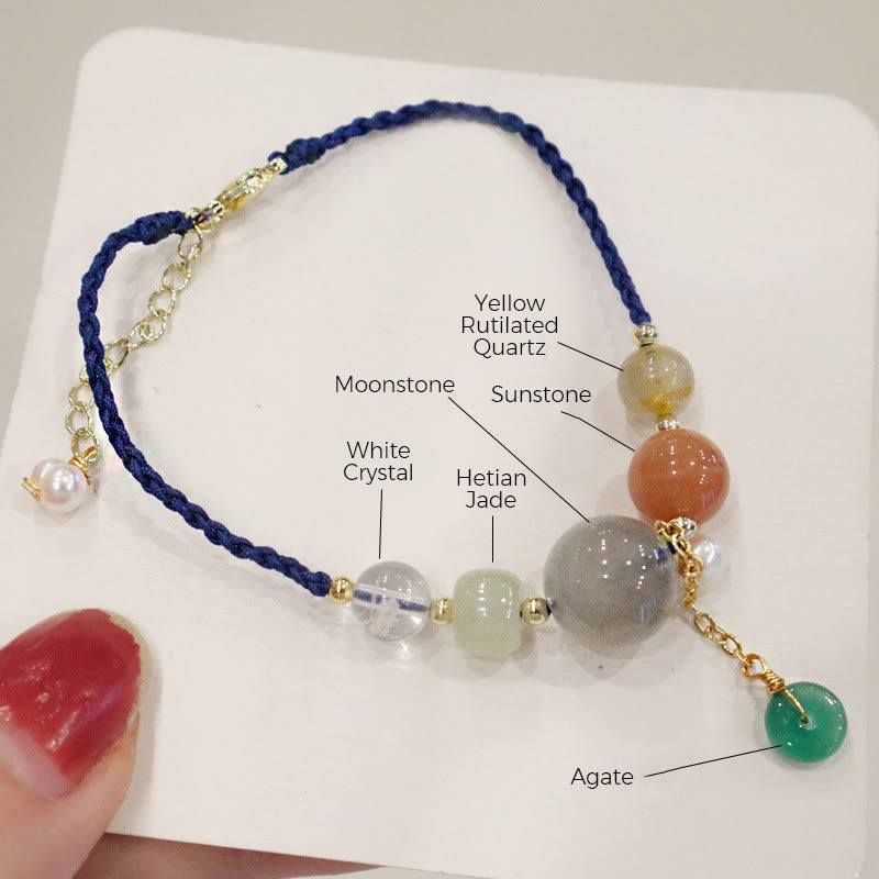 Bracelet en pierre de lune avec boucle de paix | Guérison, harmonie et équilibre