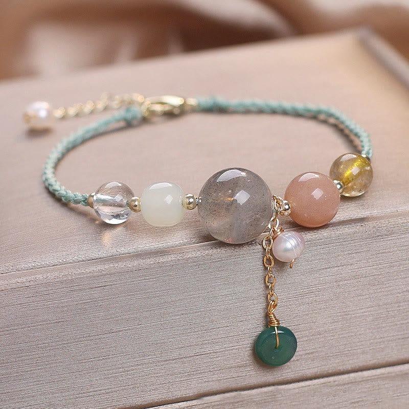 Bracelet en pierre de lune avec boucle de paix | Guérison, harmonie et équilibre