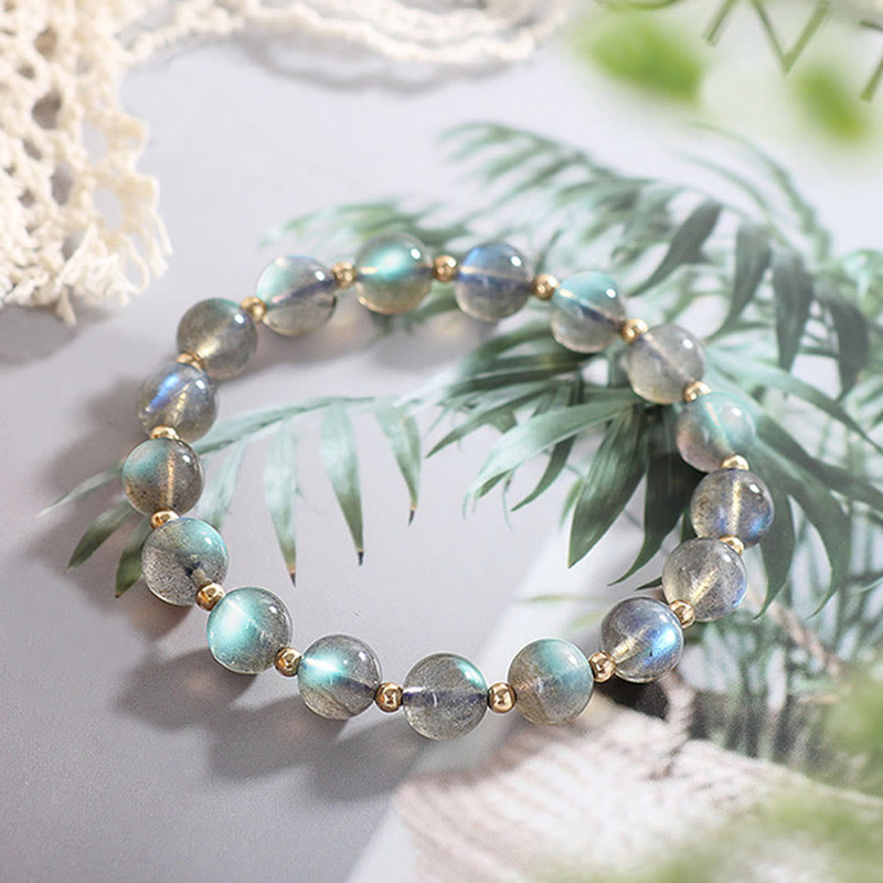 Bracelet d'amour en pierre de lune plaqué or 14 carats, bijou de guérison