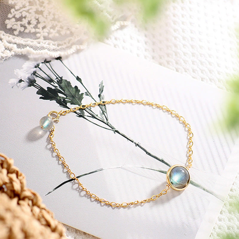 Bracelet d'amour en pierre de lune plaqué or 14 carats, bijou de guérison