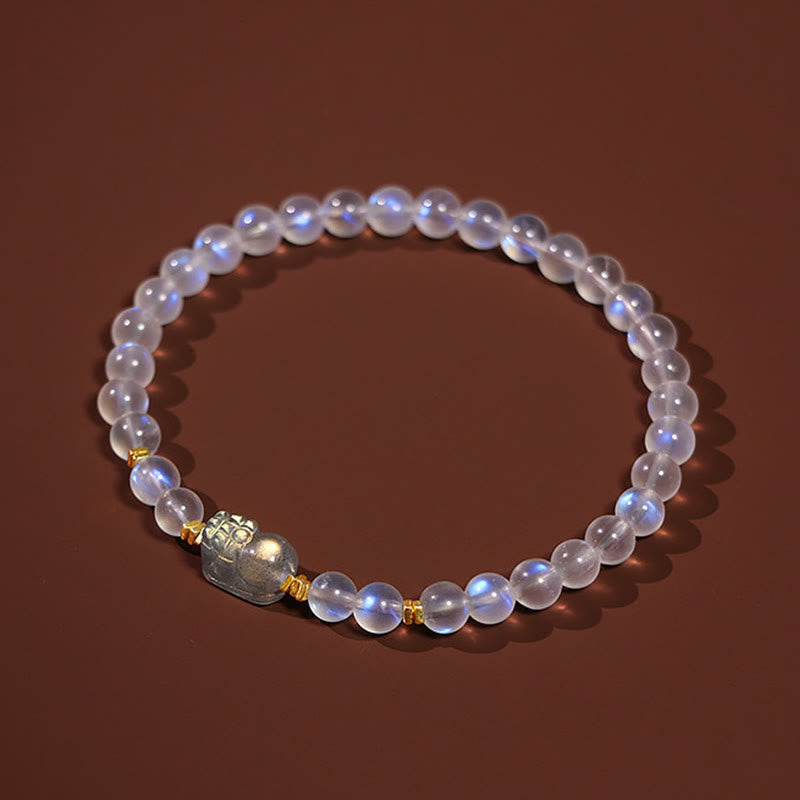 Bracelet de guérison en pierre de lune, amour et calme, argent 925 plaqué or