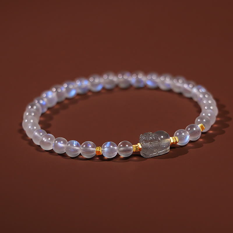 Bracelet de guérison en pierre de lune, amour et calme, argent 925 plaqué or