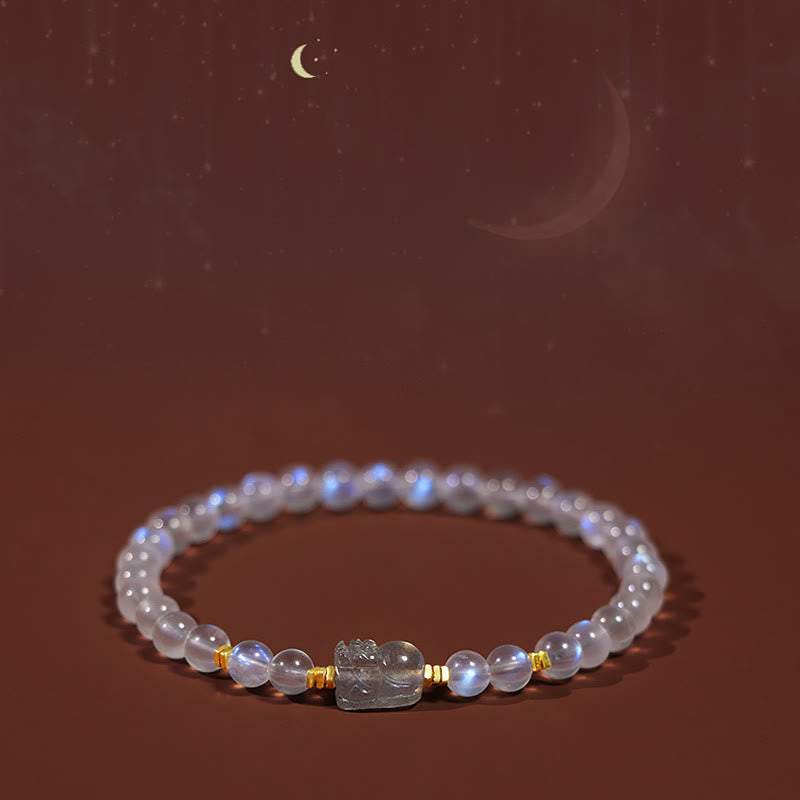Bracelet de guérison en pierre de lune, amour et calme, argent 925 plaqué or