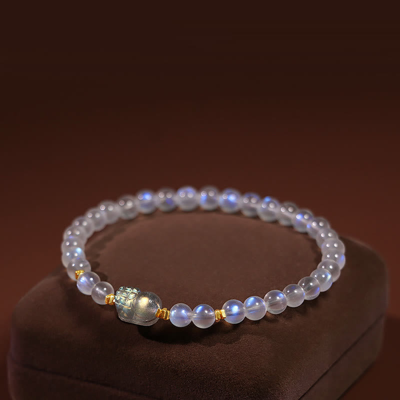 Bracelet de guérison en pierre de lune, amour et calme, argent 925 plaqué or