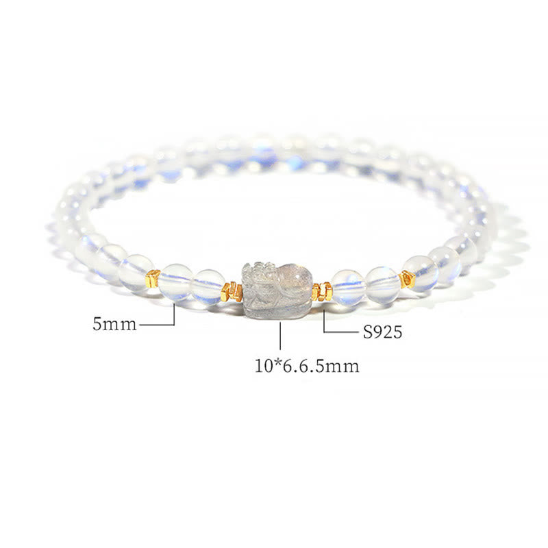 Bracelet de guérison en pierre de lune, amour et calme, argent 925 plaqué or