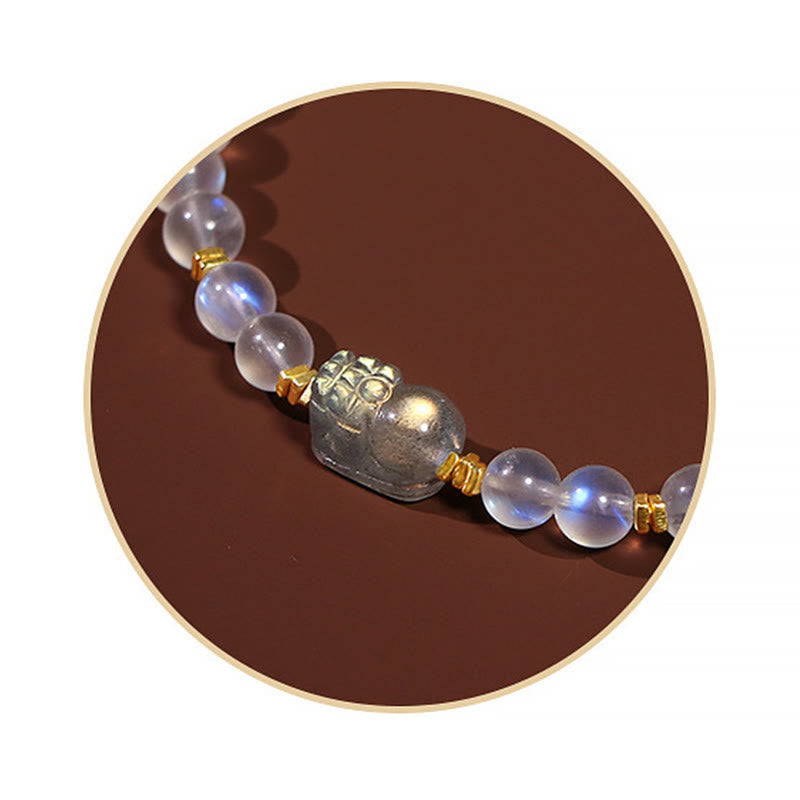 Bracelet de guérison en pierre de lune, amour et calme, argent 925 plaqué or