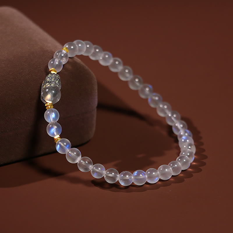 Bracelet de guérison en pierre de lune, amour et calme, argent 925 plaqué or