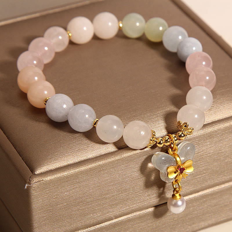 Bracelet spirituel à breloque papillon en morganite