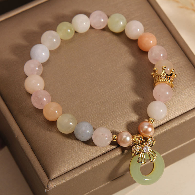 Bracelet en jade avec boucle de paix en morganite pour la confiance et le calme