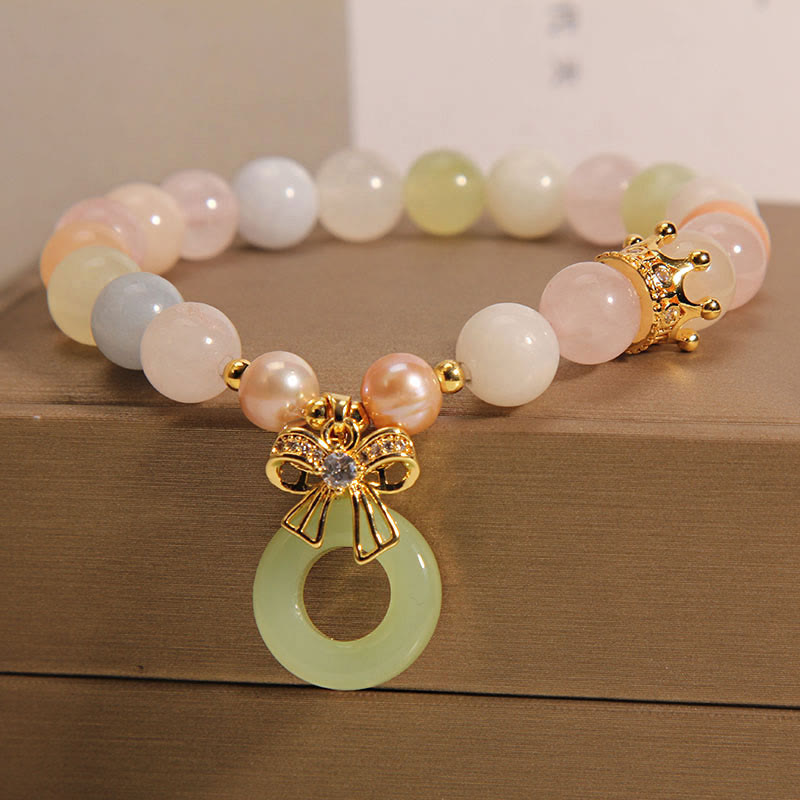Bracelet en jade avec boucle de paix en morganite pour la confiance et le calme