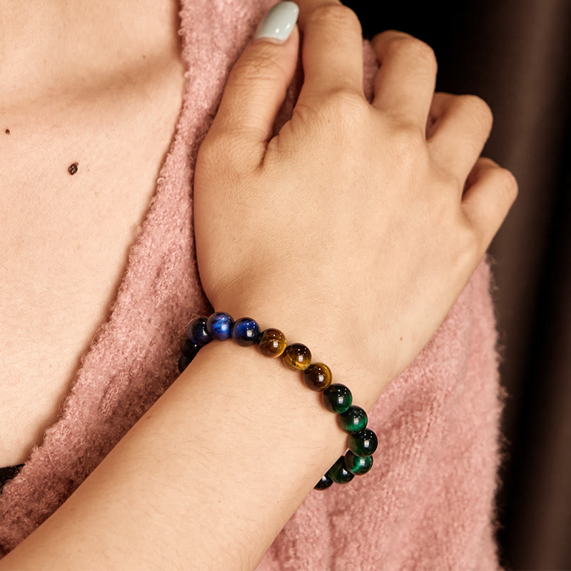 Bracelet d'équilibre multicolore en œil de tigre