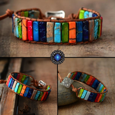 Bracelet Boho en jaspe multicolore pour la positivité