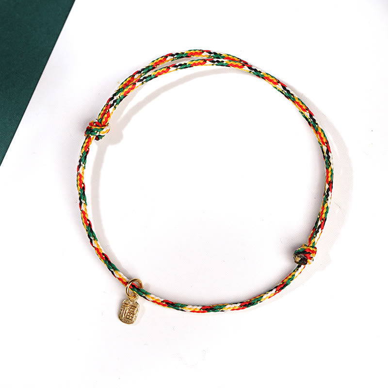 Bracelet spirituel multicolore avec personnage Fu pour la paix et la joie