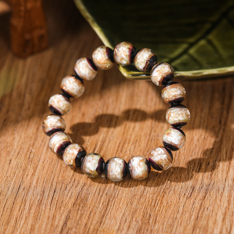 Bracelet spirituel en perles de verre Liuli multicolores 8 mm