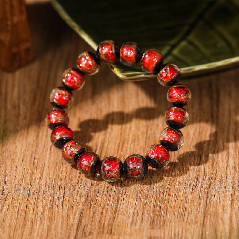 Bracelet spirituel en perles de verre Liuli multicolores 8 mm