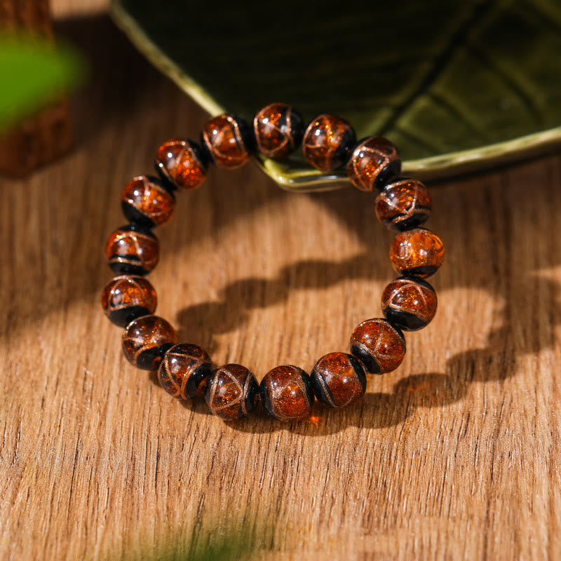 Bracelet spirituel en perles de verre Liuli multicolores 8 mm