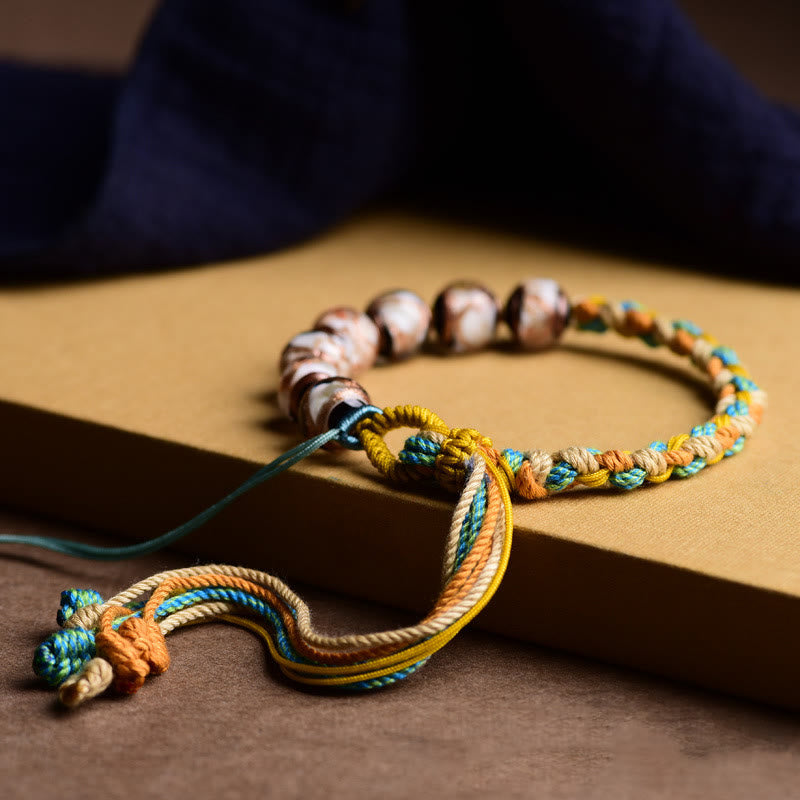 Bracelet unisexe en perles spirituelles multicolores en verre Liuli