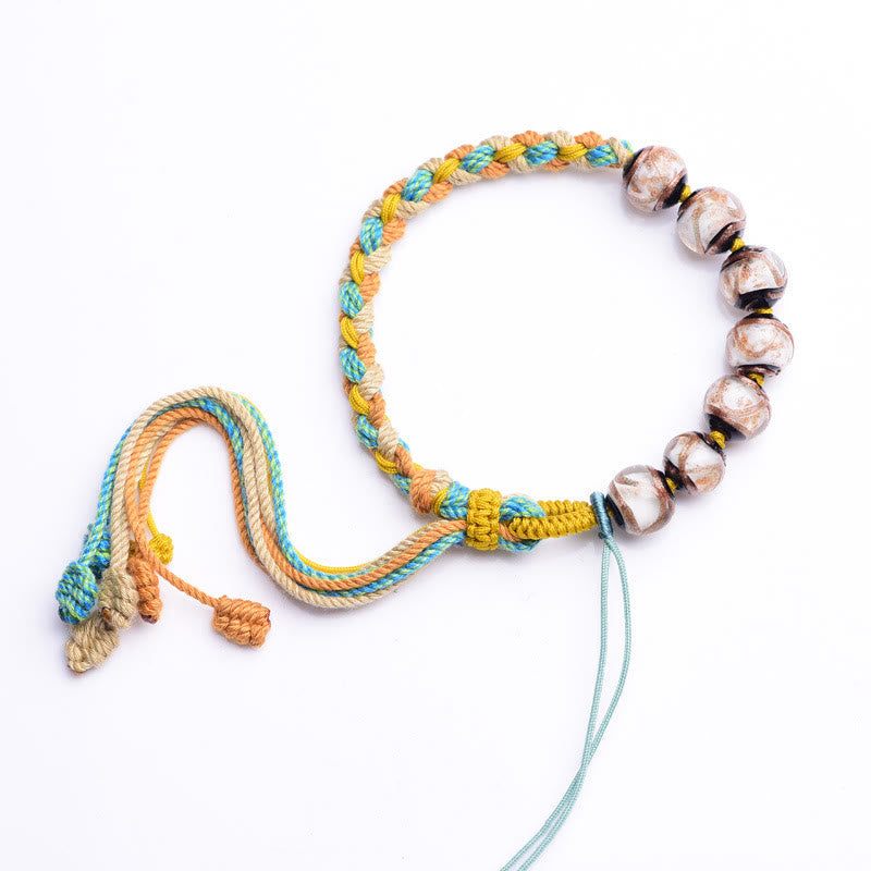 Bracelet unisexe en perles spirituelles multicolores en verre Liuli